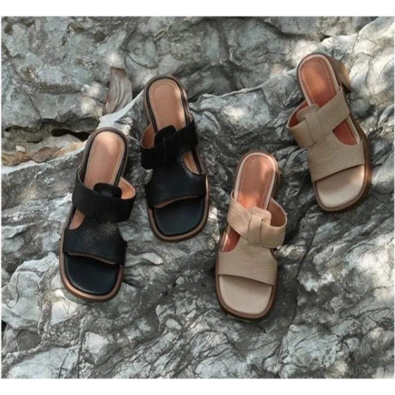 Elysia | Women’s Chunky Heel Leather Sandals