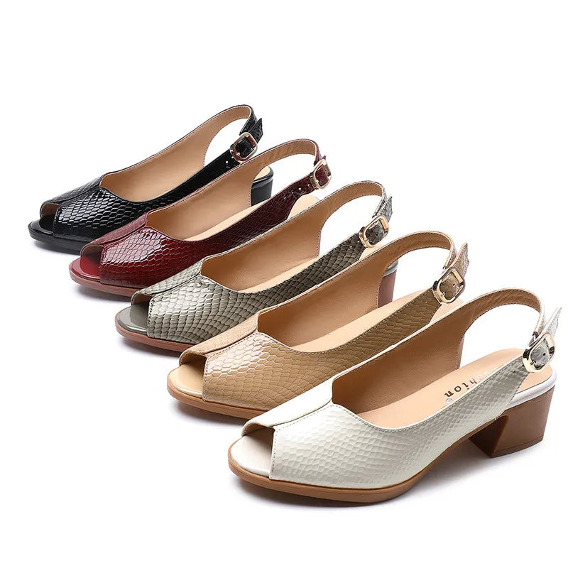 Nola | Women’s Leather Peep-Toe Sandals