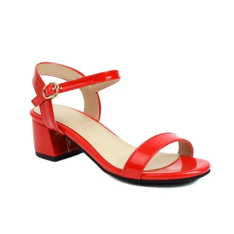 Thea | Women Candy Patent Mid-Heel Sandals