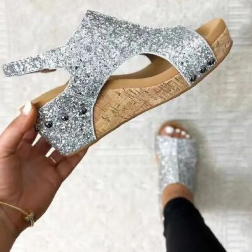 Lucia | Women’s Summer Sequin Wedge Sandals