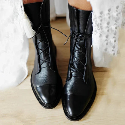 Alina | Women's Leather Ankle Boots With Cap Toe