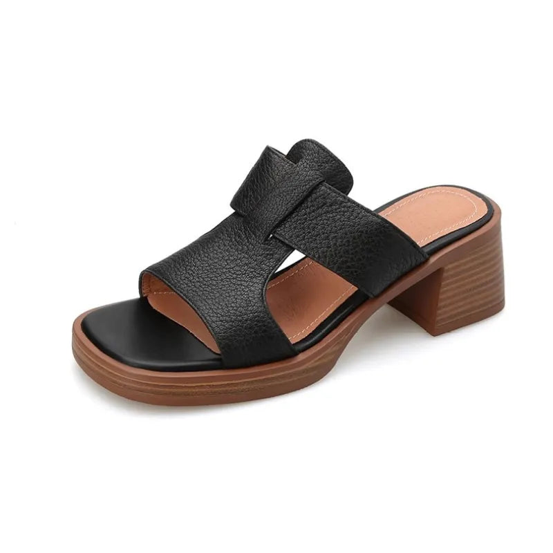Elysia | Women’s Chunky Heel Leather Sandals