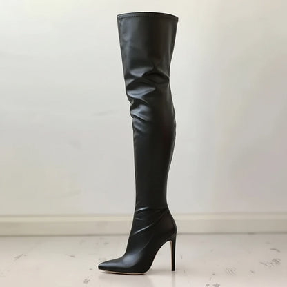 Esther | Women's Leather Overknee Boots With Stiletto Heel