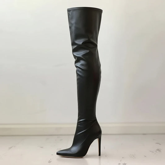 Esther | Women's Leather Overknee Boots With Stiletto Heel