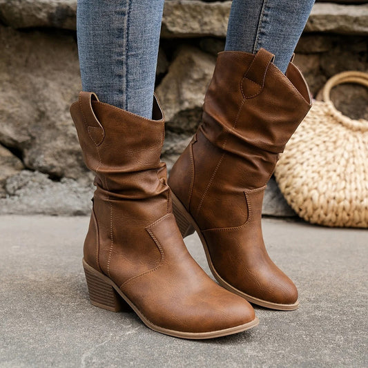 Samantha | Women's Winter Cowboy-Inspired Heeled Boots