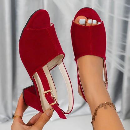 Ivy | Women’s Matte Leather Chunky Heel Sandals