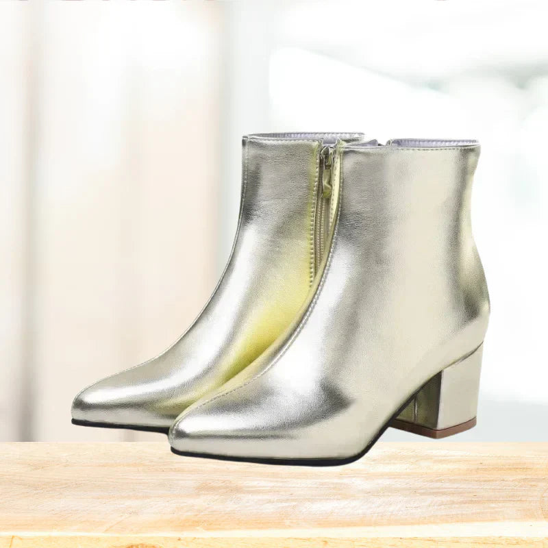 Madison | Women’s Metallic Winter Zip-Up Ankle Boots