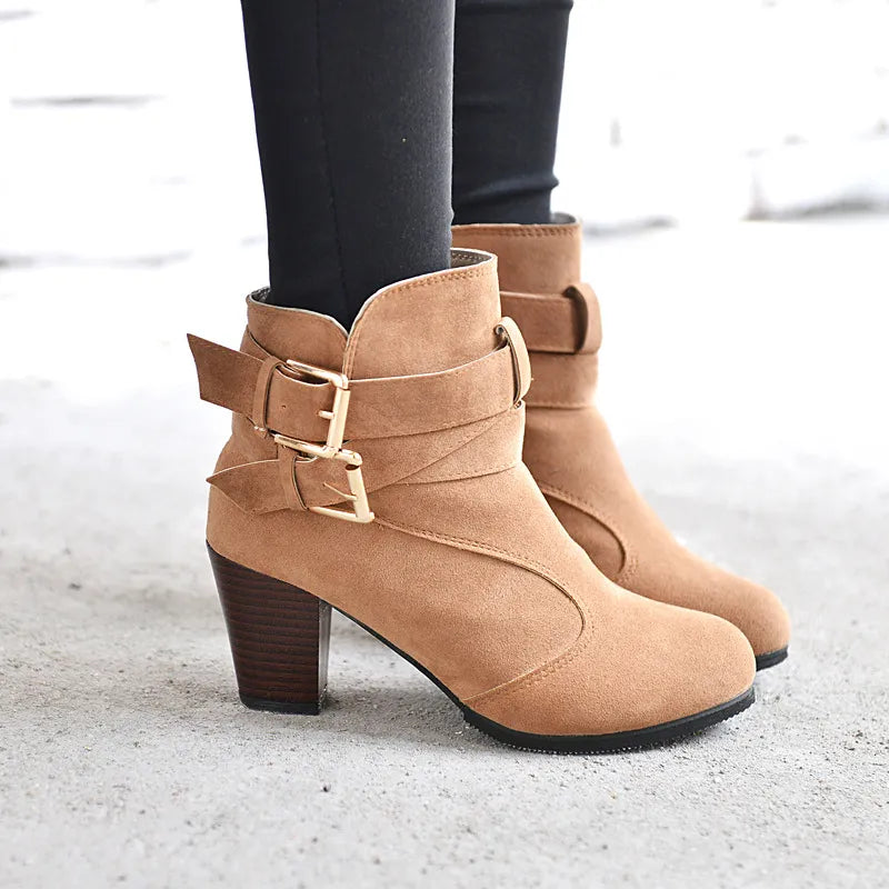 Lily | Leather High Heel Ankle Boots for Winter