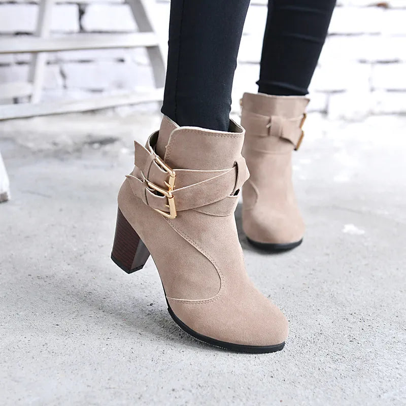 Lily | Leather High Heel Ankle Boots for Winter