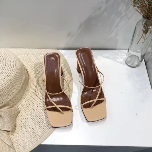 Maris | Women’s Leather Thin-Strap Square-Toe Block Heel Sandals