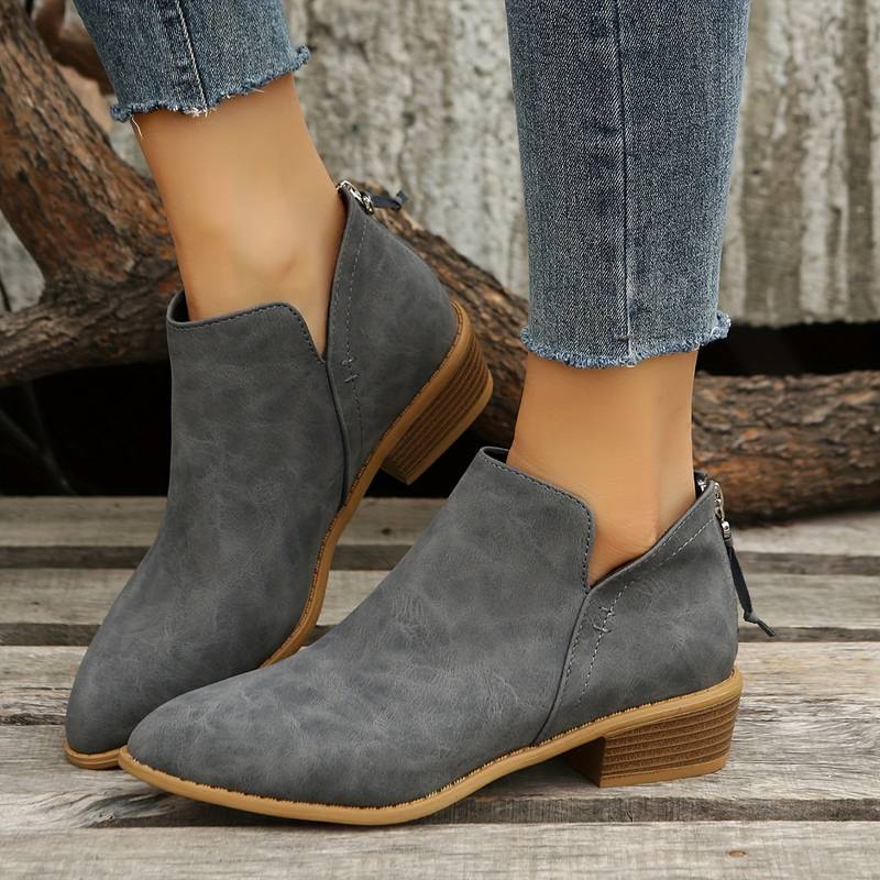 Caroline | Women’s Casual Low Heel Slip-On Boots