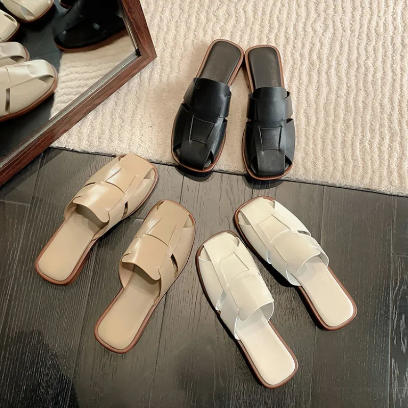 Elina | Women Full Leather Woven Roman Sandals