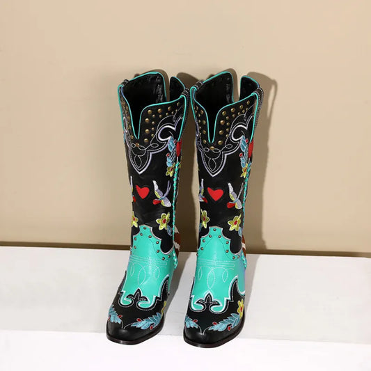 Claire | Women’s Embroidered Cowboy Boots with Heel