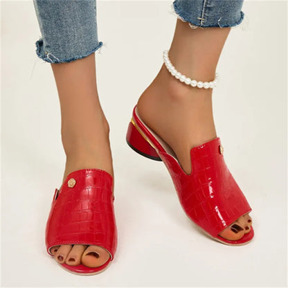 Anya | Women’s Patent Leather Chunky Heel Sandals