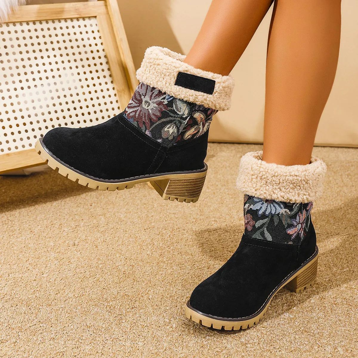 Grace | Embroidered Mid-Calf  Winter Boots