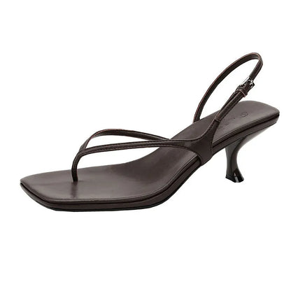 Amara | Women’s Summer Soft Leather Sandals – Square Toe High Heels