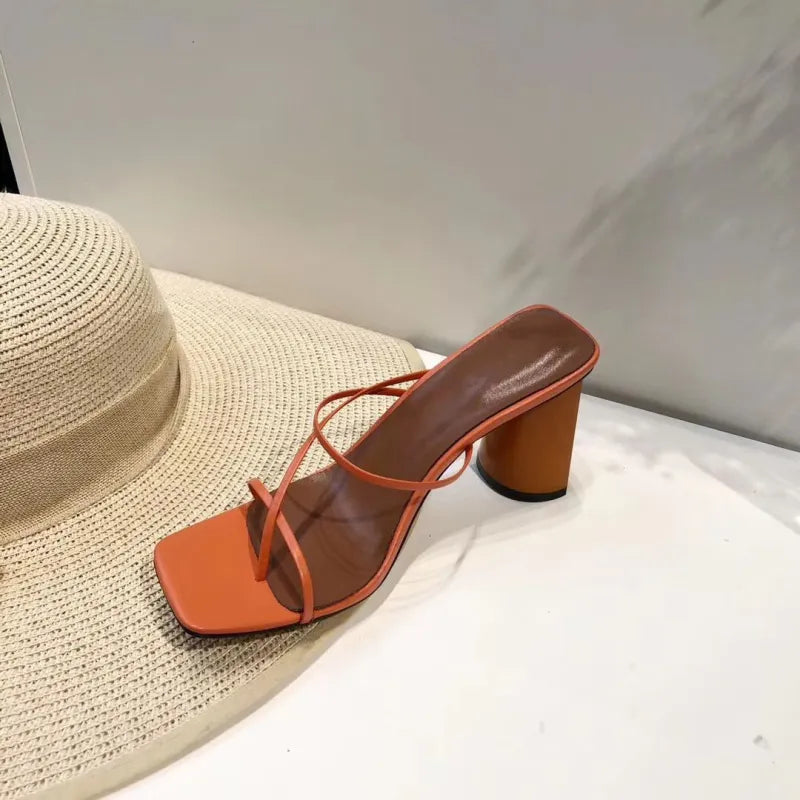 Maris | Women’s Leather Thin-Strap Square-Toe Block Heel Sandals