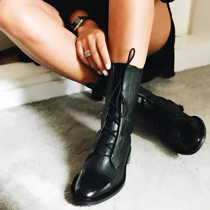 Alina | Women's Leather Ankle Boots With Cap Toe