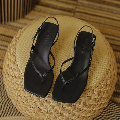 Amara | Women’s Summer Soft Leather Sandals – Square Toe High Heels