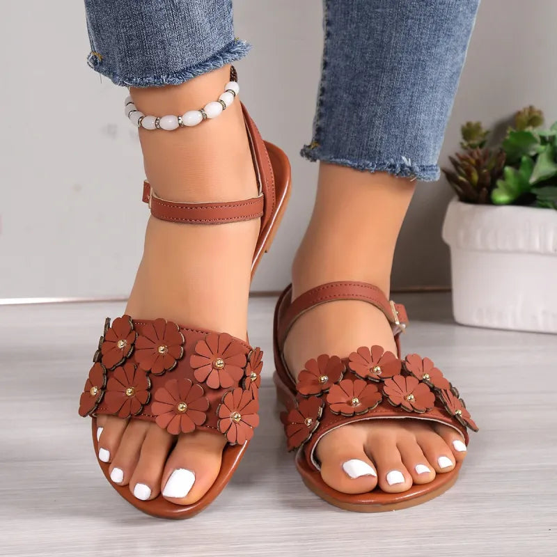 Valentina | Women’s Retro Floral Flat Sandals