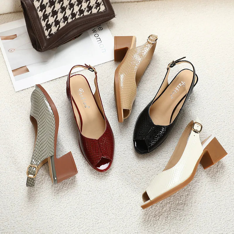 Nola | Women’s Leather Peep-Toe Sandals