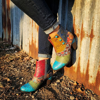 Ella | Women's Floral-Patterned Heeled Boots