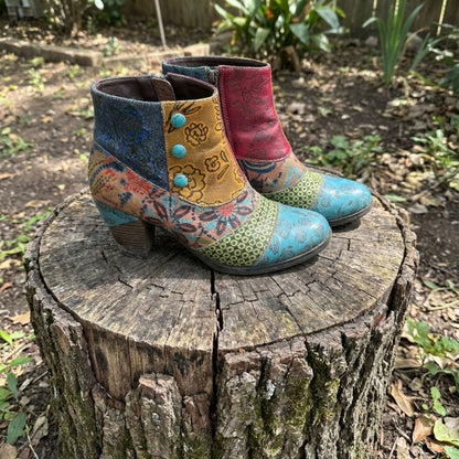 Ella | Women's Floral-Patterned Heeled Boots