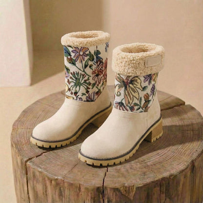 Grace | Embroidered Mid-Calf  Winter Boots
