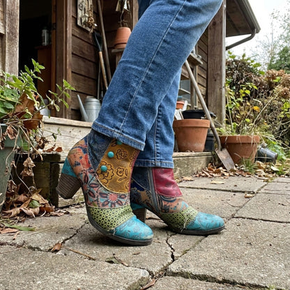 Ella | Women's Floral-Patterned Heeled Boots