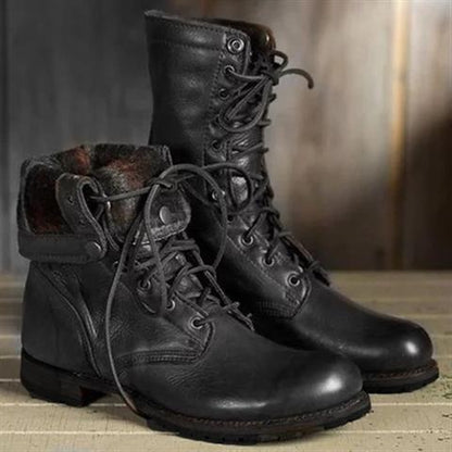 Anna | Women's Leather Lace-up Boots With Mid Shaft
