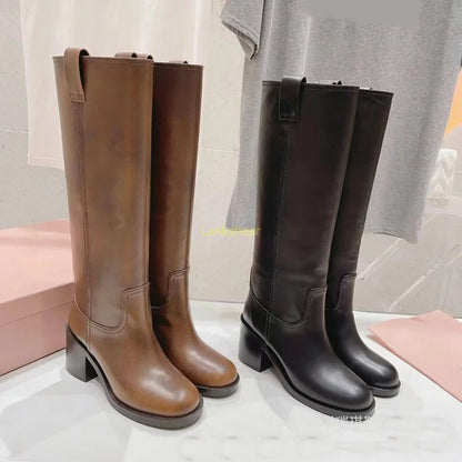 Jasmine | Women’s Leather Knee-High Boots with Heels