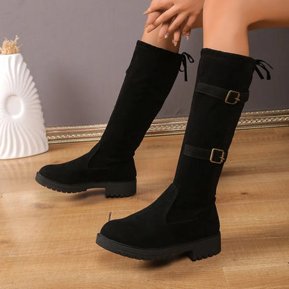 Dana | Women's Knee-High Boots with Buckle and Laces
