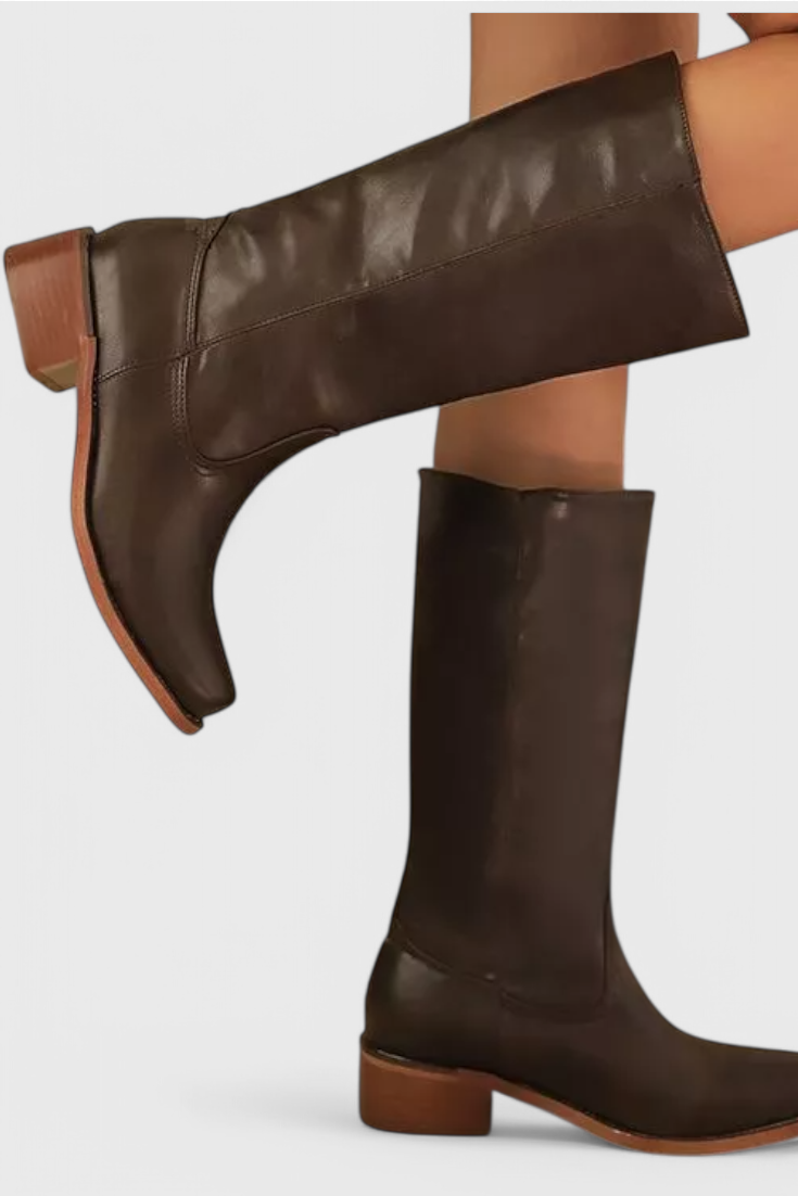 Ella | Women’s Leather Knee-High Boots with Heels