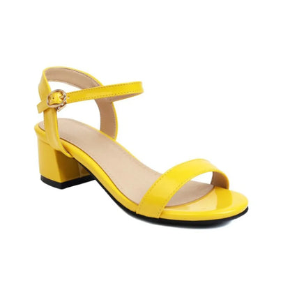 Thea | Women Candy Patent Mid-Heel Sandals
