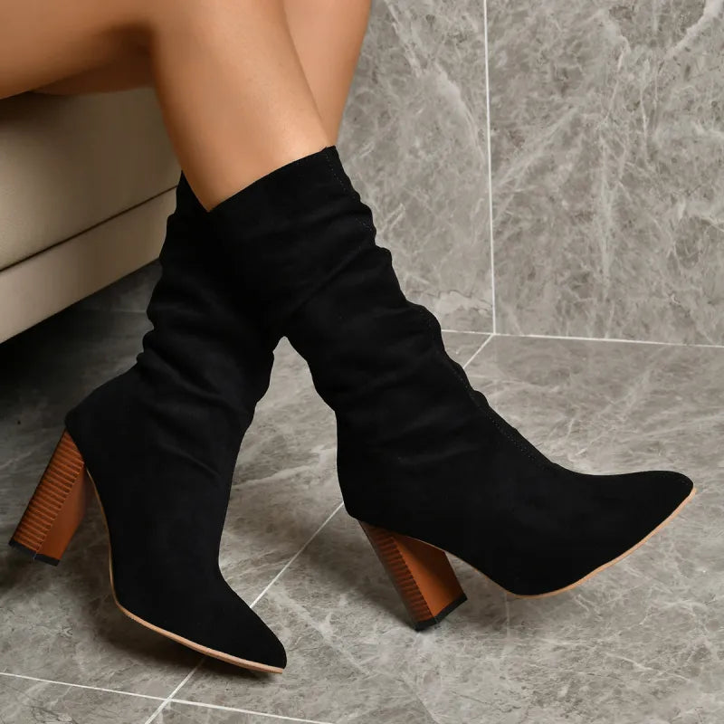 Ivy | Women’s Trendy Mid-Calf Suede Boots