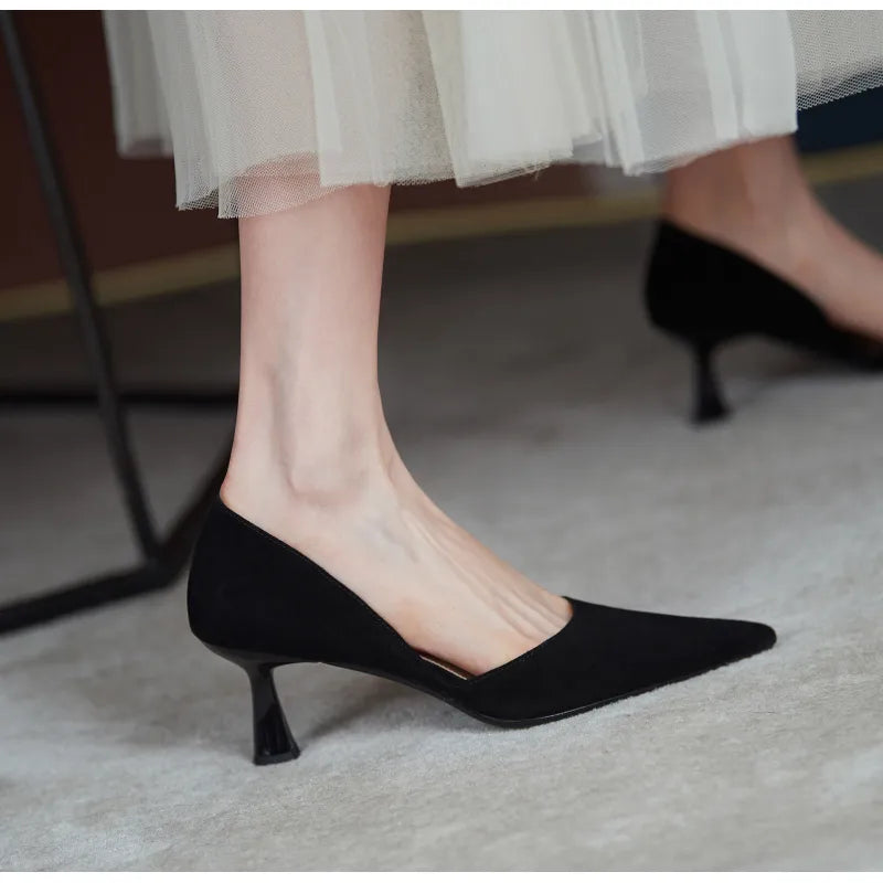 Aria | Women’s Elegant Pointed-Toe Leather Stiletto Hollow Sandals