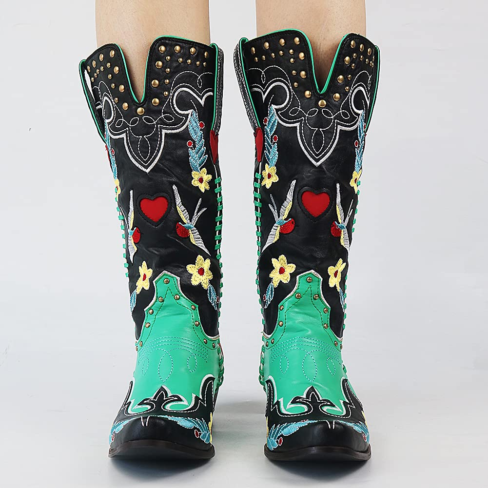 Claire | Women’s Embroidered Cowboy Boots with Heel