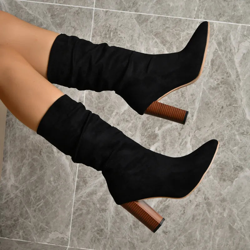 Ivy | Women’s Trendy Mid-Calf Suede Boots