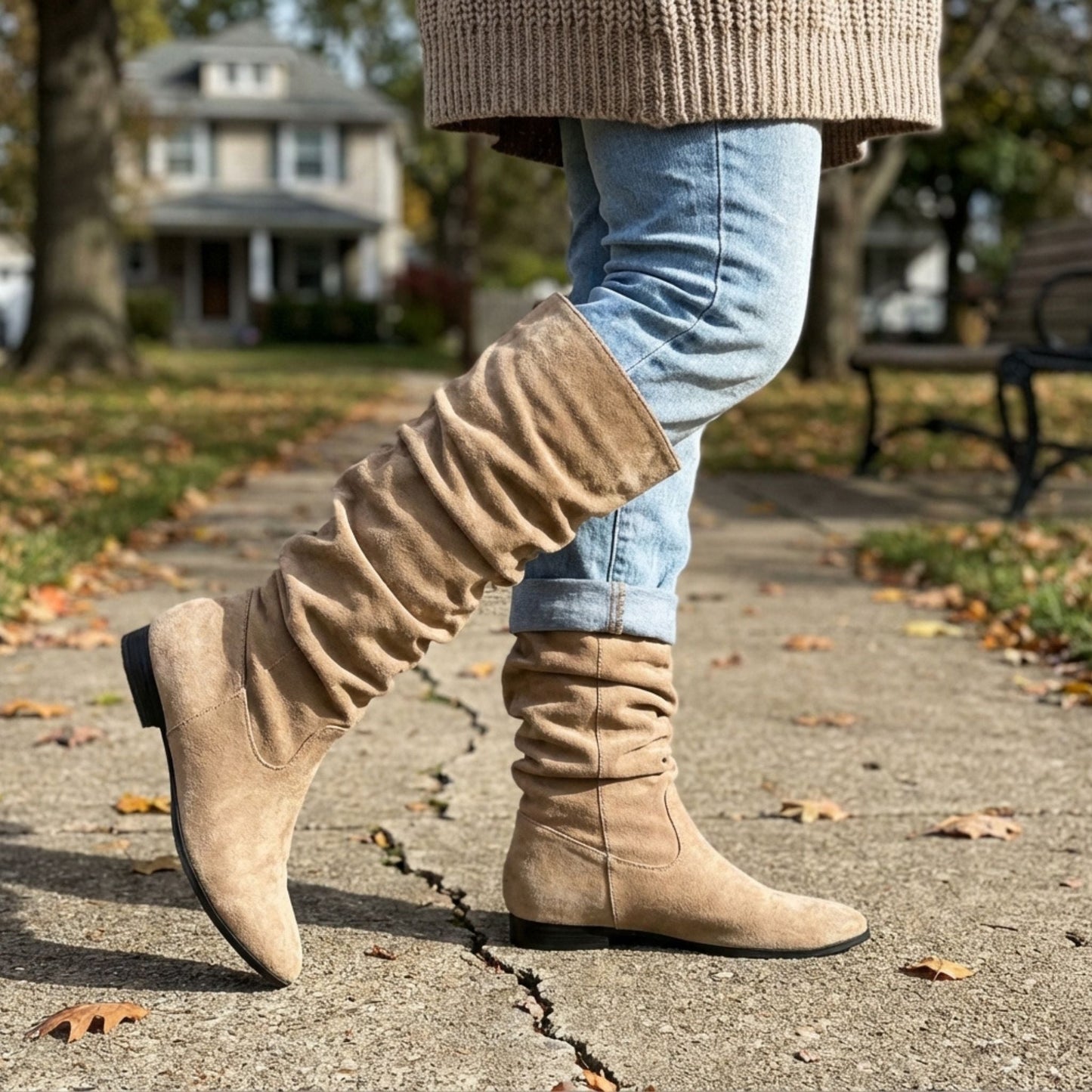 Alice | Women’s Slouchy Knee-High Boots with Block Heel