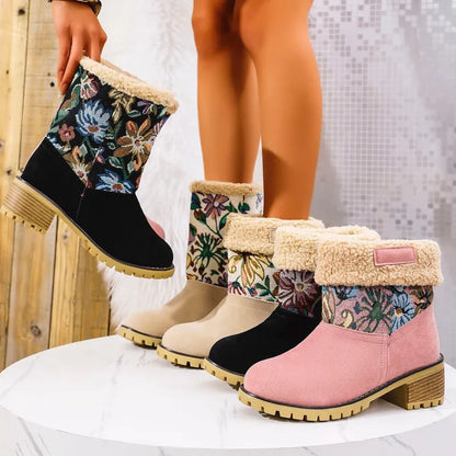 Grace | Embroidered Mid-Calf  Winter Boots