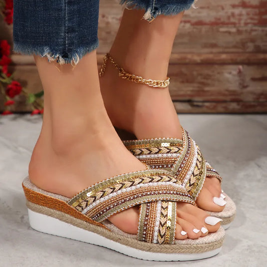 Dahlia | Women’s Summer Linen Wedge Sandals