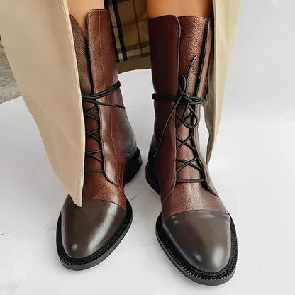 Alina | Women's Leather Ankle Boots With Cap Toe