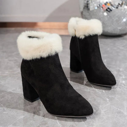 Mia | Women’s winter Plaid Plush Ankle Boots