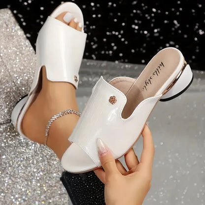 Anya | Women’s Patent Leather Chunky Heel Sandals