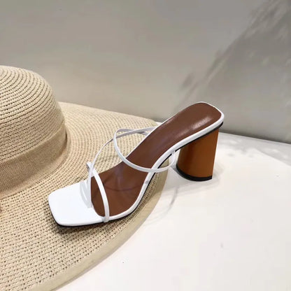 Maris | Women’s Leather Thin-Strap Square-Toe Block Heel Sandals