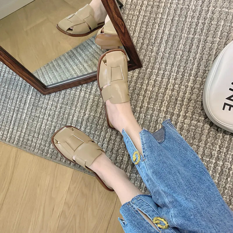 Elina | Women Full Leather Woven Roman Sandals