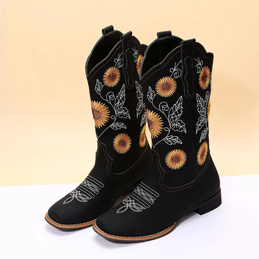 Jessa | Women’s Sunflower Embroidered Summer Boots