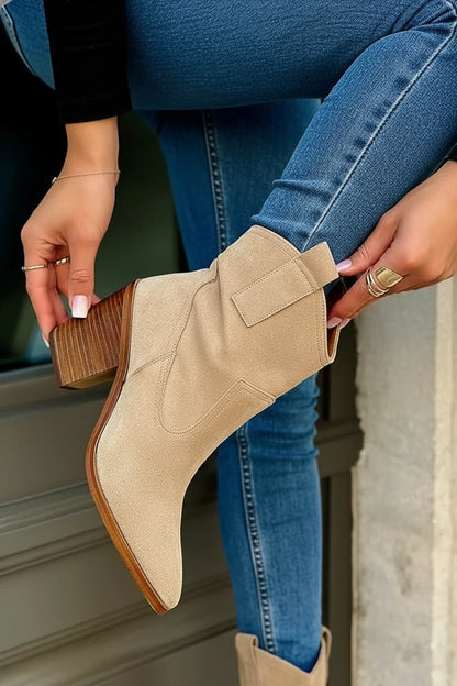 Western Ankle Boots with Block Heel for Women