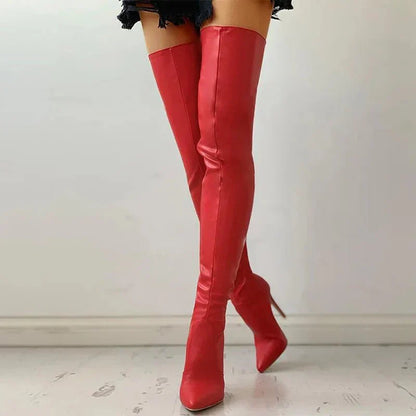 Esther | Women's Leather Overknee Boots With Stiletto Heel