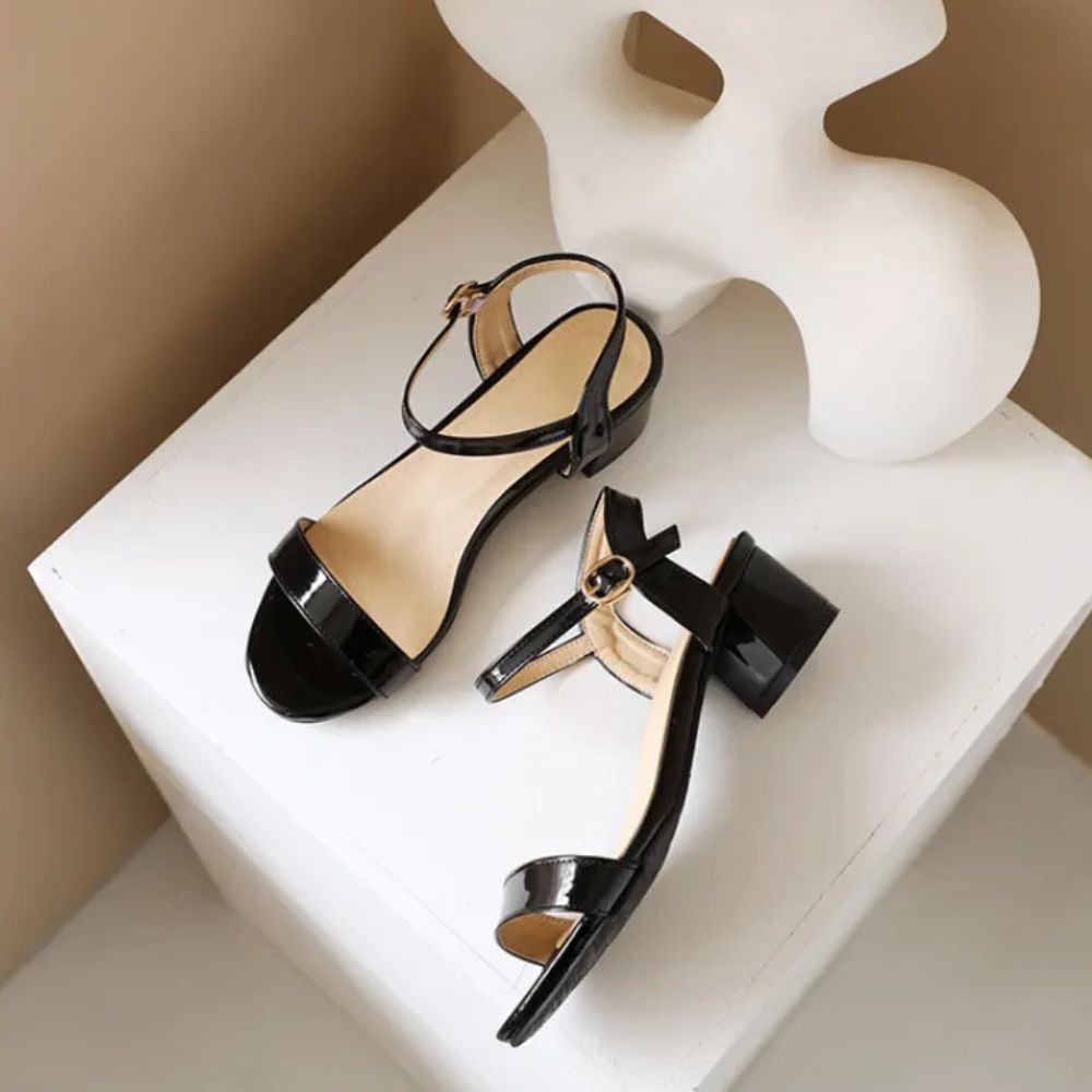Thea | Women Candy Patent Mid-Heel Sandals